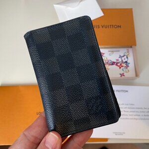 Louis Vuitton's compact Pocket Organizer Wallet (Black and Grey) with Box